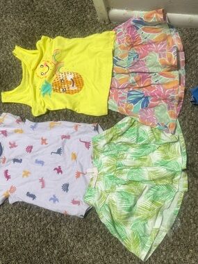 jumping beans Girls Tropical Leaf and Floral Skirts & Yellow Pineapple Tank Set